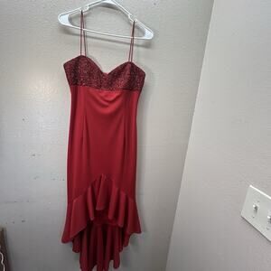 JS Boutique VTG Y2Kβ Babydoll Beaded Gown Red Fairy Prom Whimsigoth High Low